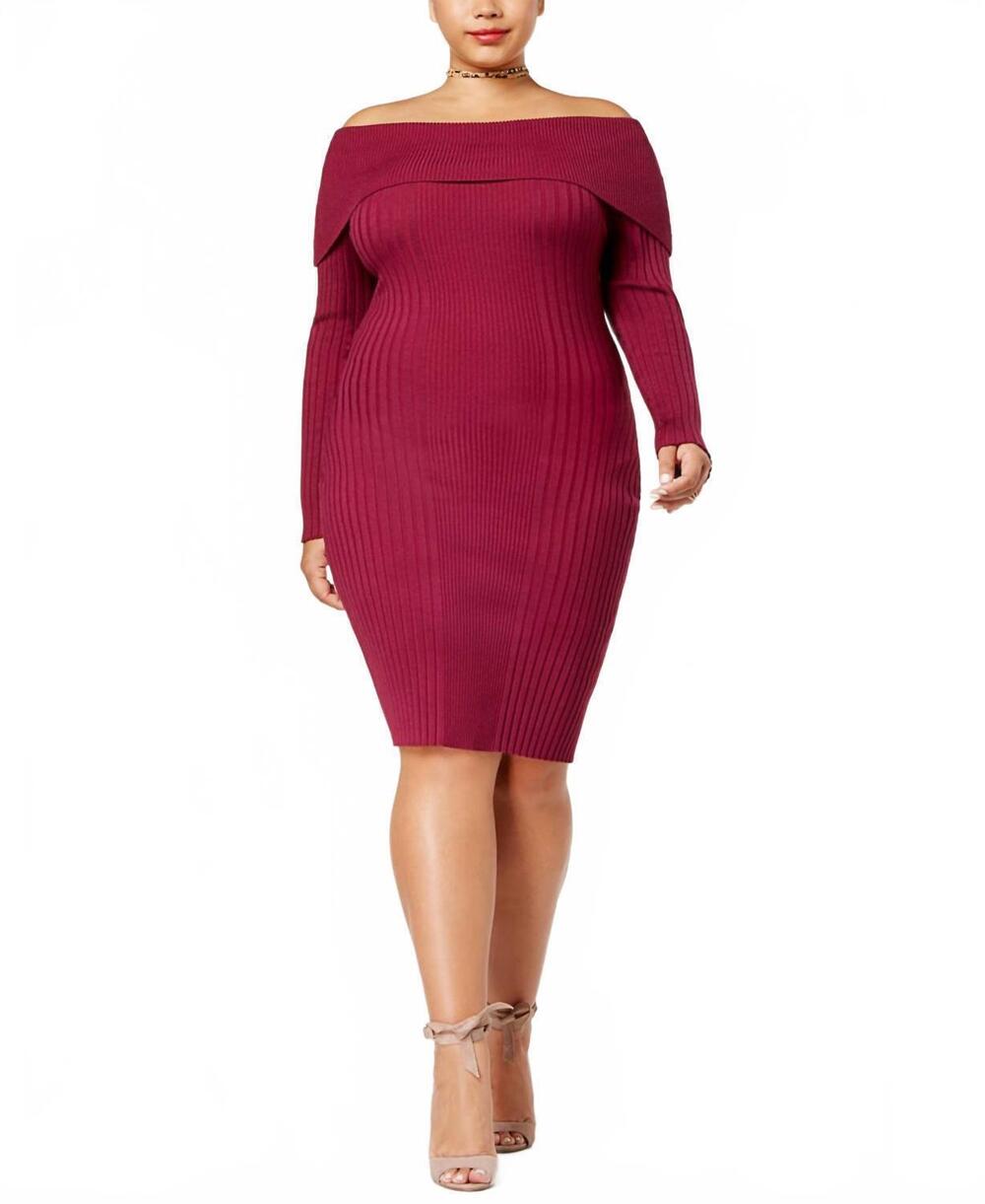 NEW SAY WHAT? women's plus size off the shoulder party bodycon dress in red